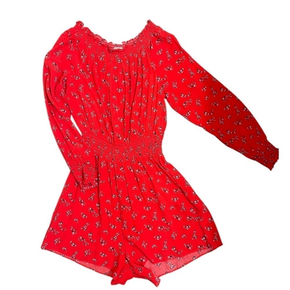 Kendall & Kylie Red Floral Off-Shoulder Romper - Size Women’s M - Picture 5 of 10